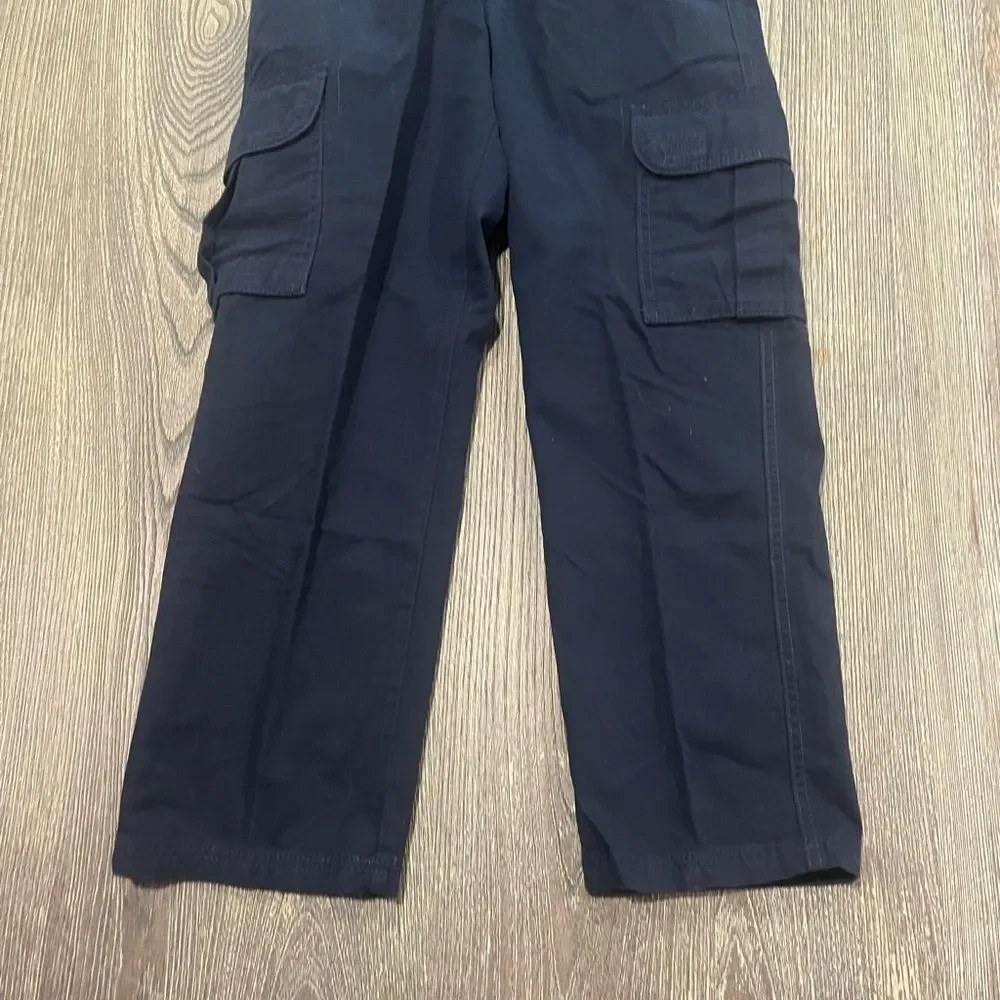 NWT Pants Boys Straight Relaxed Fit Mid Rise Pull On Cotton Black Size 8 Husky